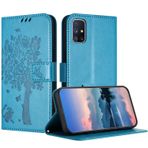 Samsung Galaxy M51 için JayModCase Kılıf, Kart Yuvalı Deri Çevirmeli Kılıf Koruyucu Kılıf, Stand Fonksiyonu, Manyetik Kapatma, Samsung M51 ile Uyumlu Cep Telefonu Kılıfı - Mavi