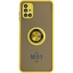 Samsung Galaxy M51 Kılıf Montreal Yüzüklü Silikon Kapak - Sarı - Renkli