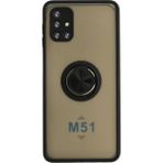 Samsung Galaxy M51 Kılıf Montreal Yüzüklü Silikon Kapak - Siyah - Renkli