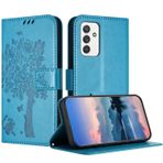 Samsung Galaxy M52 için JayModCase Kılıf, Kart Yuvalı Deri Çevirmeli Kılıf Koruyucu Kılıf, Stand Fonksiyonu, Manyetik Kapatma, Samsung M52 ile Uyumlu Cep Telefonu Kılıfı - Mavi