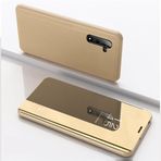 Samsung Galaxy Note 10 Plus için Aynalı Flip Kılıf Şeffaf Görünüm Kapağı S20 S10 9 A10 A20 E A30 A50 A6 J6 2018 Deri Kılıf, Altın, S20 Ultra için