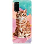 Samsung Galaxy S20 Plus Uyumlu Renkli Kedi Baskılı Silikon Kılıf