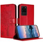 Samsung Galaxy S20 Ultra için JayModCase Kılıf, Kart Yuvalı Deri Çevirmeli Kılıf Koruyucu Kılıf, Stand Fonksiyonu, Manyetik Kapatma, Samsung S20 Ultra ile Uyumlu Cep Telefonu Kılıfı - Kırmızı