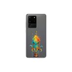 Samsung Galaxy S20 Ultra ile uyumlu Splash ahtapot Tasarımlı Slimfit şeffaf silikon kılıf