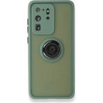 Samsung Galaxy S20 Ultra Kılıf Montreal Yüzüklü Silikon Kapak - Yeşil - 1 - Renkli
