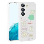 Samsung Galaxy S21 FE ile uyumlu Kılıf Kabartma Figürlü Parlak Toys Silikon Kapak Beyaz
