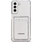 Samsung Galaxy S21 Plus Kapak Kamera Korumalı Kartlıklı Darbe Emici Özellikli Şeffaf Silikon Kılıf