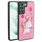 Samsung Galaxy S22 İle Uyumlu Kılıf Parlayan Kabartmalı İkonik Figürlü Amas Silikon Kapak 31216 Pembe