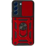 Samsung Galaxy S22 Kılıf Pars Lens Yüzüklü Silikon - Kırmızı - 1 - Renkli