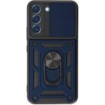 Samsung Galaxy S22 Kılıf Pars Lens Yüzüklü Silikon - Lacivert - 1 - Renkli