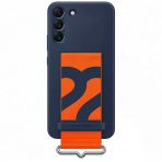 Samsung Galaxy S22 Plus için Kayışlı Silikon Kılıf, Lacivert, Silicone Cover EF-GS906