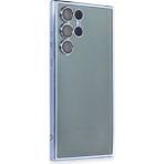 Samsung Galaxy S22 Ultra Kılıf Lensli Silikon - Açık Mavi - 1 - Renkli