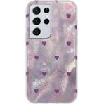 Samsung Galaxy S22 Ultra Uyumlu Kılıf Zebana Pink Heart Silikon Kılıf Lila