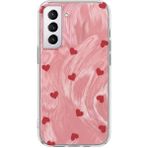 Samsung Galaxy S22 Uyumlu Kılıf Zebana Pink Heart Silikon Kılıf Kırmızı