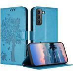 Samsung Galaxy S22+/S22 Plus için JayModCase Kılıf, Kart Yuvalı Deri Çevirmeli Kılıf Koruyucu Kılıf, Stand Fonksiyonu, Manyetik Kapatma, Samsung S22+ ile Uyumlu Cep Telefonu Kılıfı - Mavi