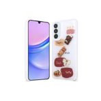 Samsung Galaxy S23 Fe Kılıf Emoji Ayıcık Desenli Kabartmalı Karakterli Figürlü Parlak Coffe Silikon