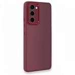 Samsung Galaxy S23 Plus Kılıf Freya Lazer Lens Kamera Çerçeveli Silikon Kapak Bordo