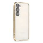 Samsung Galaxy S23 Plus Kılıf Lensli Silikon - Gold-(5796)