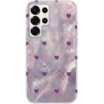 Samsung Galaxy S23 Ultra Uyumlu Kılıf Zebana Pink Heart Silikon Kılıf Lila