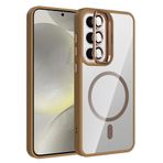 Samsung Galaxy S24 FE İle Uyumlu Kılıf Standlı ve Kamera Lens Hediyeli Kablosuz Şarj Özellikli Etro Kapak T37290 Desert Titanyum