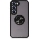 Samsung Galaxy S24 Fe Kılıf Montreal Yüzüklü Silikon Kapak - Siyah - 1 - Renkli