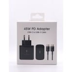 Samsung Galaxy S24 / S25 Ultra Uyumlu 45 Watt Hızlı Şarj Aleti Type-C Adaptör ve Kablo - Siyah
