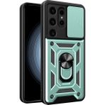 Samsung Galaxy S24 Ultra Kılıf Pars Lens Yüzüklü Silikon - Yeşil - 1 - Renkli