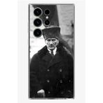 Samsung Galaxy S24 Ultra Uyumlu Mustafa Kemal Atatürk Portre Baskılı Silikon Kılıf Renkli