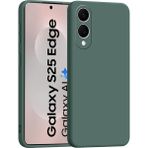 Samsung Galaxy S25 Edge Uyumlu Kılıf Esnek Premium Yumuşak Silikon Telefon Kılıfı Kapak - Koyu Yeşil