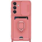 Samsung Galaxy S25 Plus Kılıf Zuma Kartvizitli Yüzüklü Silikon - Pembe - 1 - Renkli