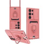 Samsung Galaxy S25 Ultra Kılıf Zuma Kartvizitli Yüzüklü Silikon - Pembe - 1 - Renkli