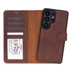 Samsung Galaxy S26 Ultra Uyumlu Manyetik Hakiki Deri Cüzdan Kılıf ,Cüzdan Taşımaya Son, Kredi Kart Yuvalı, Rfid Güvenlik