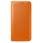 Samsung Galaxy S6 Edge Orjinal Flip Wallet (Deri Görünümlü) - Turuncu EF-WG925POEGWW