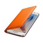 Samsung Galaxy S6 Flip Wallet (Deri Görünümlü) Orjinal Turuncu EF-WG920POEGWW