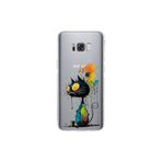 Samsung Galaxy S8 Plus ile Uyumlu Splash Kedi Tasarımlı Şeffaf Silikon Kılıf