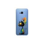 Samsung Galaxy S8 Plus ile Uyumlu Splash Kedi Tasarımlı Slimfit Şeffaf Silikon Kılıf