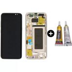 Samsung Galaxy S8 Sm-G950 Uyumlu Çıtalı Yan Sanayidir Lcd Ekran Dokunmatik Gold + B7000