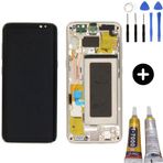 Samsung Galaxy S8 Sm-G950 Uyumlu Çıtalı Yan Sanayidir Lcd Ekran Dokunmatik Gold + Montaj Seti