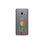 Samsung Galaxy S9 ile uyumlu Splash ahtapot tasarımlı şeffaf silikon kılıf