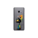 Samsung Galaxy S9 ile Uyumlu Splash Kedi Tasarımlı Şeffaf Silikon Kılıf