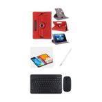Samsung Galaxy Tab A 8'' Sm-t290 Uyumlu 4in1 Set Klavye Mouse Kılıf Kalem Ekran Koruyucu kirmizi