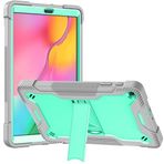 Samsung Galaxy Tab A SM-T510/T515 10.1 inç 2019 Tablet Kılıfı, PC TPU Çift Katmanlı Hibrid, Dahili Kickstand, Yükseltilmiş Kenar Kamera ve Ekran Tam Koruma Darbeye Dayanıklı Kapak Yeşil