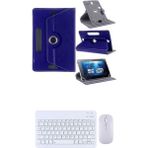 Samsung Galaxy Tab A11 SM-X133 8.7'' Kılıf Uyumlu Standlı Kablosuz Bluetooth Klavye Mouse Set - Lacivert