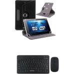 Samsung Galaxy Tab A11 SM-X133 8.7'' Kılıf Uyumlu Standlı Kablosuz Bluetooth Klavye Mouse Set - Siyah