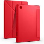 Samsung Galaxy Tab A8 10.5 SM-X200 Standlı Tri Folding Kalemlikli Silikon Smart Cover Kırmızı Tablet Kılıfı