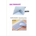 Samsung Galaxy Tab A9 Plus 11 Inç Uyumlu Standli Tablet Kilif + Bluetoothlu Klavye Mouse - Mavi