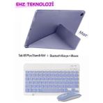 Samsung Galaxy Tab A9 Plus 11 Inç Uyumlu Standli Tablet Kilif + Bluetoothlu Klavye Mouse - Mor