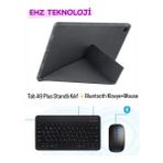 Samsung Galaxy Tab A9 Plus 11 Inç Uyumlu Standli Tablet Kilif + Bluetoothlu Klavye Mouse - Siyah