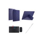 Samsung Galaxy Tab A9 Plus X210 11'' Uyumlu Standlı Kılıf Dokunmatik Kalem ve Klavye Mouse 3'lü Set - Lacivert