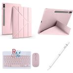 Samsung Galaxy Tab S10 Fe Plus 13.1" ile Uyumlu Standlı Kılıf Dokunmatik Kalem ve Klavye Mouse Set - Pembe